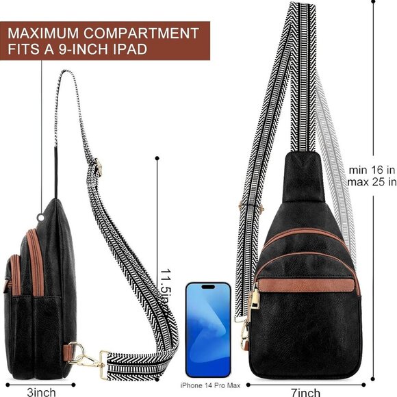 Small Sling Bag Women Vegan PU Leather Lightweight Travel Daily Use - Picture 4 of 7